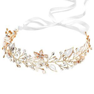 First Communion Headpiece for Girls - Crystal Pearl Hair Accessories Crown Tiara